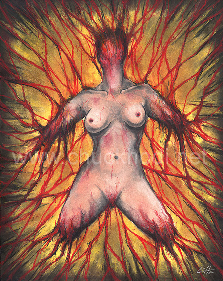 Sex Murder Art by Chuck Hodi 11x14 framed charcoal pastels